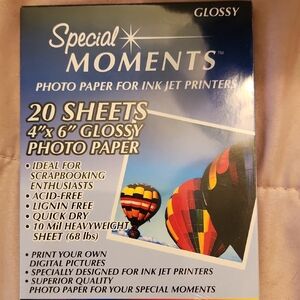 Special Moments 4x6 Glossy Photo Paper - Blue Packaging
